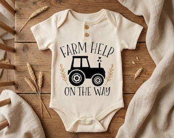 Farm Help On The Way SVG: Baby Announcement Onesie Cut File