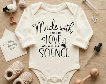 Made With Love and Science SVG: IVF Baby Onesie Cut File