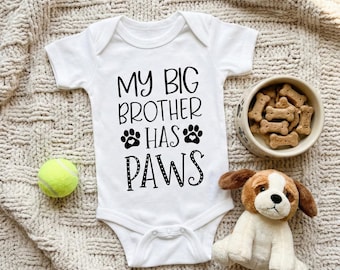 My Big Brother Has Paws SVG - Funny Baby Onesie Cut File