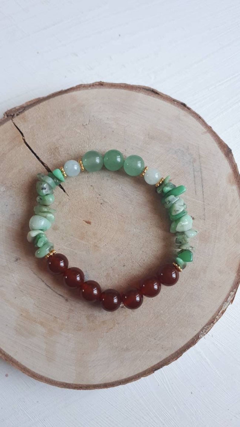 Lithotherapy braceletgift ideafor herhimwomanmanaventurineaquamarinechrysopraseCornalinsadnessjoy