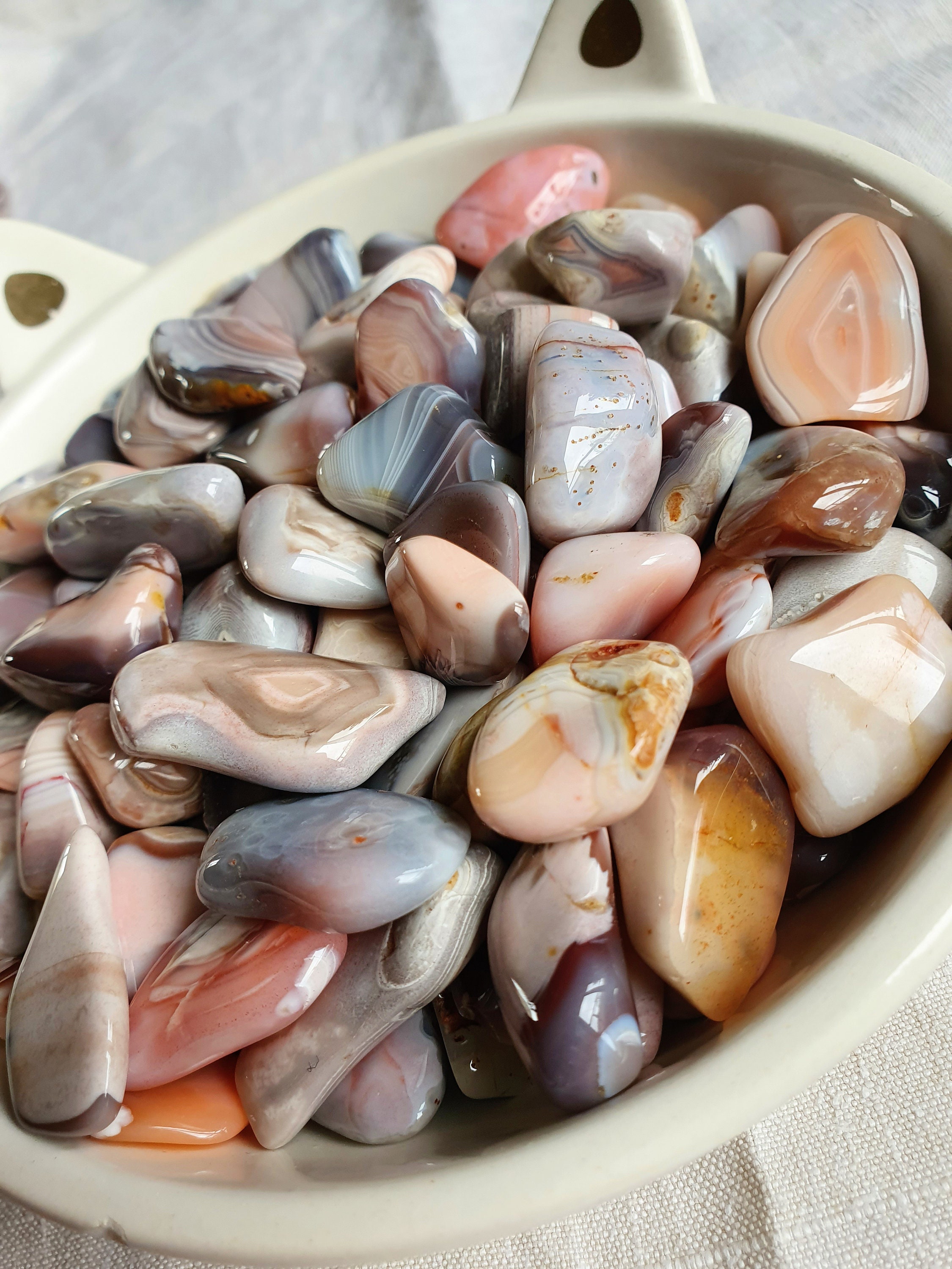 Pierre Roulée Agate Du Botswana/ Lithotherapie/ Bien Être/ Anti Tristesse/Holistique/ Spiritualité/ 