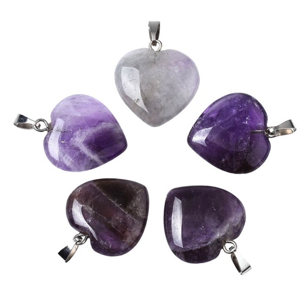 DIY * Amethyst Lila * Herz Anhänger Kettenanhänger Herzen Halskette selbst gestalten Edelstahl Festlich Geschenke Mutter Tochter