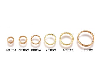 DIY * 50 / 100 / 200 Stück Spaltringe Biegeringe Gold-farben Ringe 4mm 5mm  6mm 7mm 8mm 10mm Verbindungsringe Ösen Schmuck Kreativ Bedarf