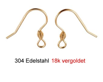 DIY * 12 / 30 / 50 Feine zierliche Ohrhaken 18K vergoldet Ohrringe Gold Zubehör Kreativbedarf Schmuck Machen