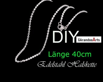 DIY * Länge 40 cm * Edelstahl Gliederkette mit Karabiner Verschluss Silber Farben Halskette Frauen Männer Kinder für Anhänger