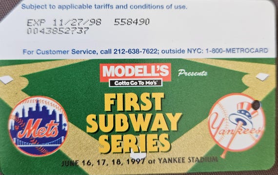 MTA Metrocard Special: 1997 First Subway Series - NY Yankees and