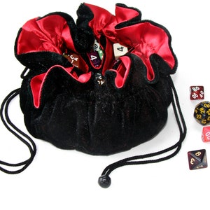 Velvet Dice Bag with Pockets. D&d dice bag.