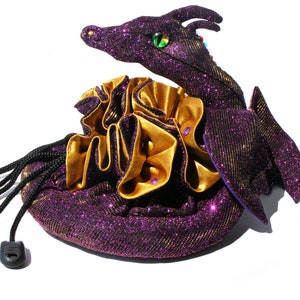 Glitter purple dragon dice bag, dnd dice bag of holding, dice Pouch, dice holder, Dnd gifts