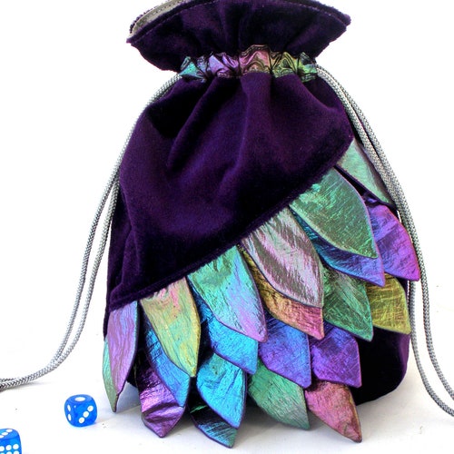 Large Dice Bag of Holding With Dragon. Dice Bag Pockets. Dnd Etsy