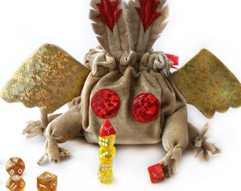 Beige Mothman Dice Holder with pockets
