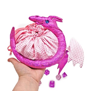 Pink Dragon Dice Bag: D&D Dice Storage Pouch