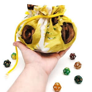 Sunflowers dice bag pockets, DND dice bag, Dice storage, dnd gifts
