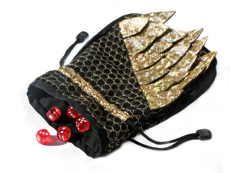 Gold Holographic dice pouch Dragon eggs dice bag pocket Dragon scales large dice bag DND gift