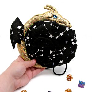 Galaxy-tärningsväska med förvaring av gulddrake DND-tärningar bild 5