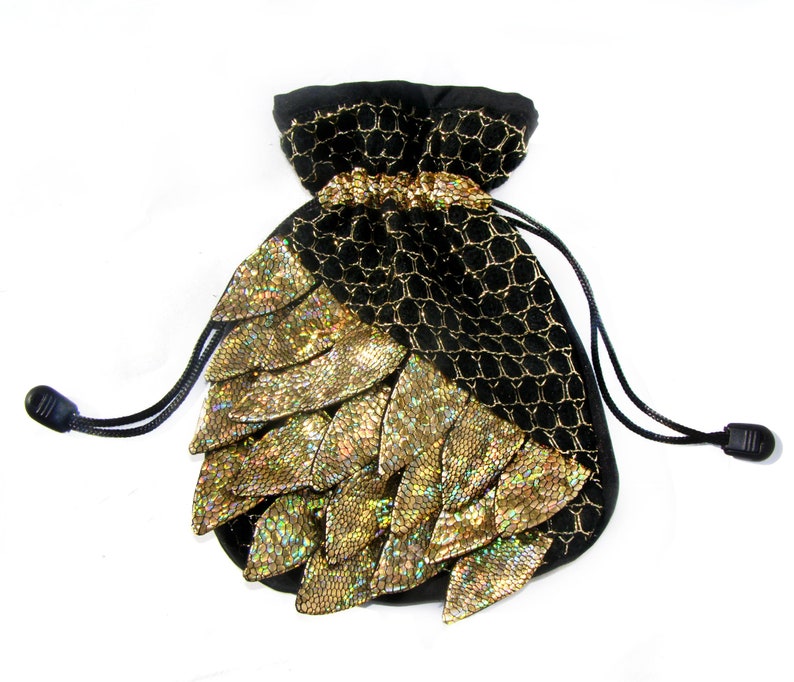 Gold Holographic dice pouch Dragon eggs dice bag pocket Dragon scales large dice bag DND gift