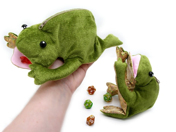 Frog Plush Dnd Dice Bag, Frog Plushie Dice Holder, Dice Storage, Goblincore  