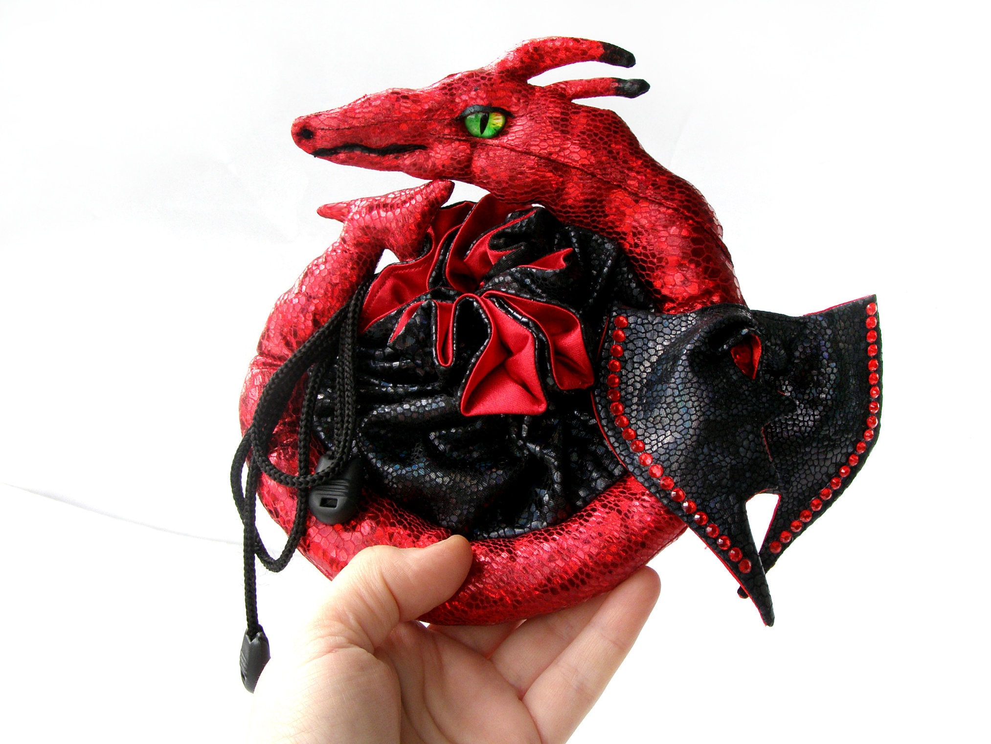 Large Dice Bag with dragon. Dice Bag pockets. Poseable dragon. Etsy