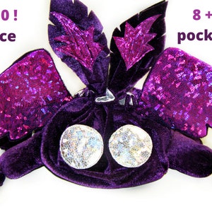 Mothman Plush Dice Bag: Large Velvet DND Dice Holder with Pockets