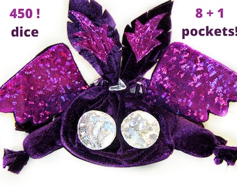 Mothman Plush Dice Bag: Large Velvet DND Dice Holder with Pockets