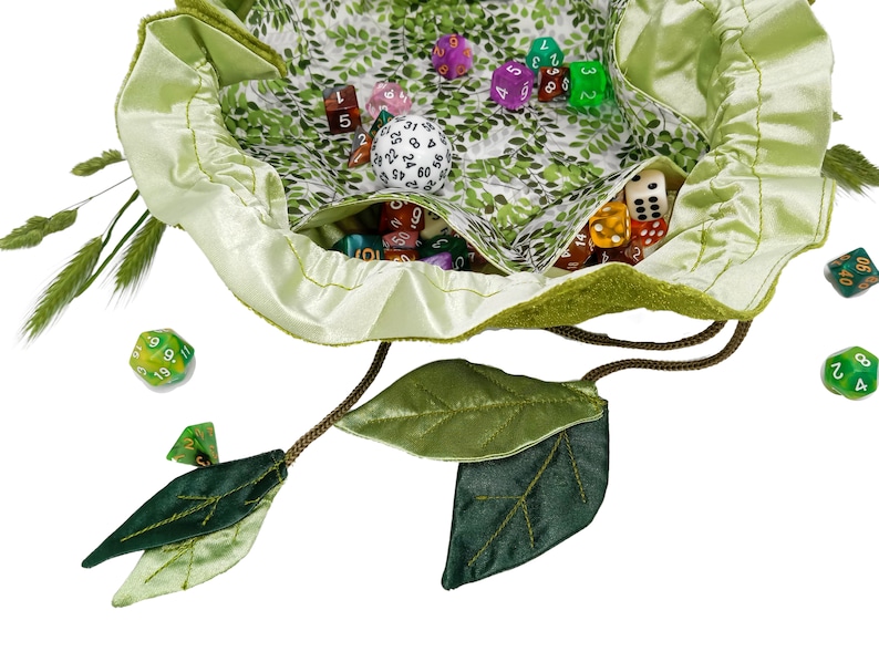 Dice bag dnd leaves dice holder druid dice storage image 8