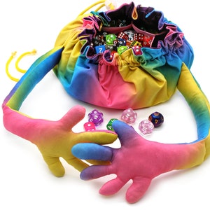 Rainbow monster plush dnd dice bag of holding, dice holder, dice storage, dnd accessories