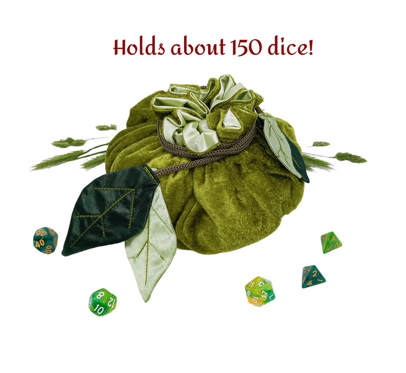 Dice bag dnd leaves dice holder druid dice storage image 2