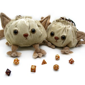 Cat dice bag, cat plushie dnd dice bag of holding, cute plushie dice bag pockets, dnd gifts