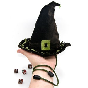 Borsa per dadi con cappello da mago, custodia per dadi da strega