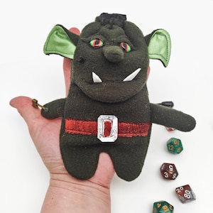 Goblin plush dice bag, dice storage, dnd dice holder