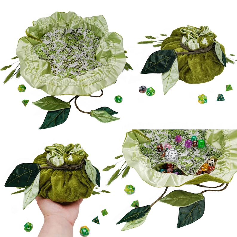 Dice bag dnd leaves dice holder druid dice storage image 1