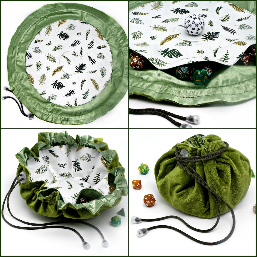 Dnd Druid Dice Bag of Holding Leaves Dice Bag Pockets Velvet Dice Bag Dnd Christmas Gift Etsy