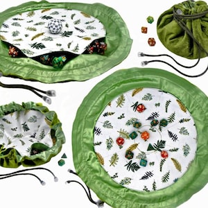 Dnd druid dice bag of holding Leaves dice bag pockets Velvet dice bag Dnd christmas gift