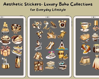 Luxury Boho Digital Stickers: Goodnotes Planner, PNG (40 Pre-cropped)