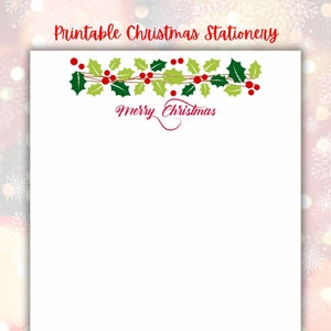 Printable Christmas Stationery, Digital Download, Christmas Stationery for letter writing, Printable Writing Paper for Christmas, Christmas