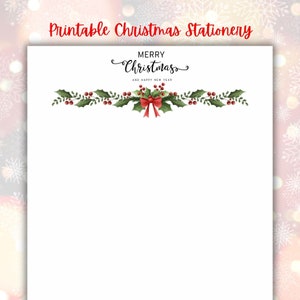 Printable Christmas Stationery, Digital Download, Christmas Stationery for letter writing, Printable Writing Paper for Christmas, Christmas