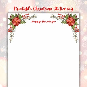 Printable Christmas Stationery, Digital Download, Christmas Stationery for letter writing, Printable Writing Paper for Christmas, Christmas
