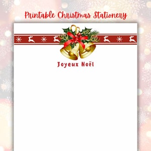 Printable Christmas Stationery, Digital Download, Christmas Stationery for letter writing, Printable Writing Paper for Christmas, French