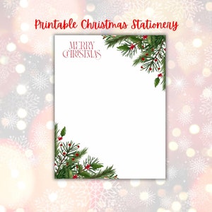 Printable Christmas Stationery, Digital Download, Christmas Stationery for letter writing, Printable Writing Paper for Christmas, Christmas