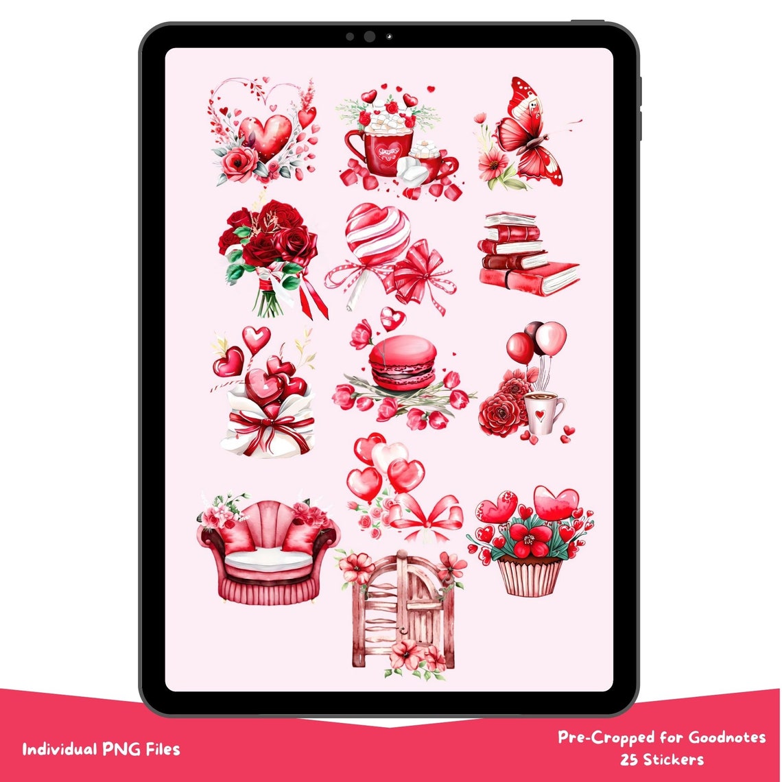 Red Digital Stickers, Goodnotes & Notability, Digital Planner Stickers ...