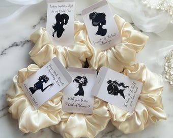 Bridesmaid Proposal Scrunchies: Elegant Satin Bridal Hair Tie