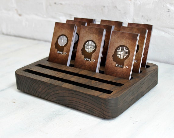 office card holder wood office card stand 8.6 inch wooden etsy office card holder wood