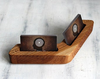 Horizontal card holder – Wood minimalist business card holder, place card holder, photo stand, office desk card holder, table number stand