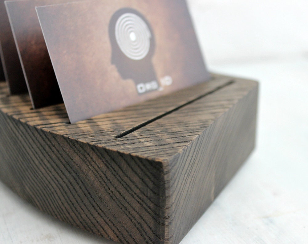 Horizontal Card Holder Circle Wood Card Stand 1 Pc. Wood Organizer