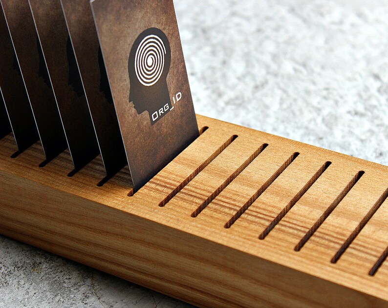 Vertical Card Holder Ash Wood Card Stand 20 Slots.business Card Holder