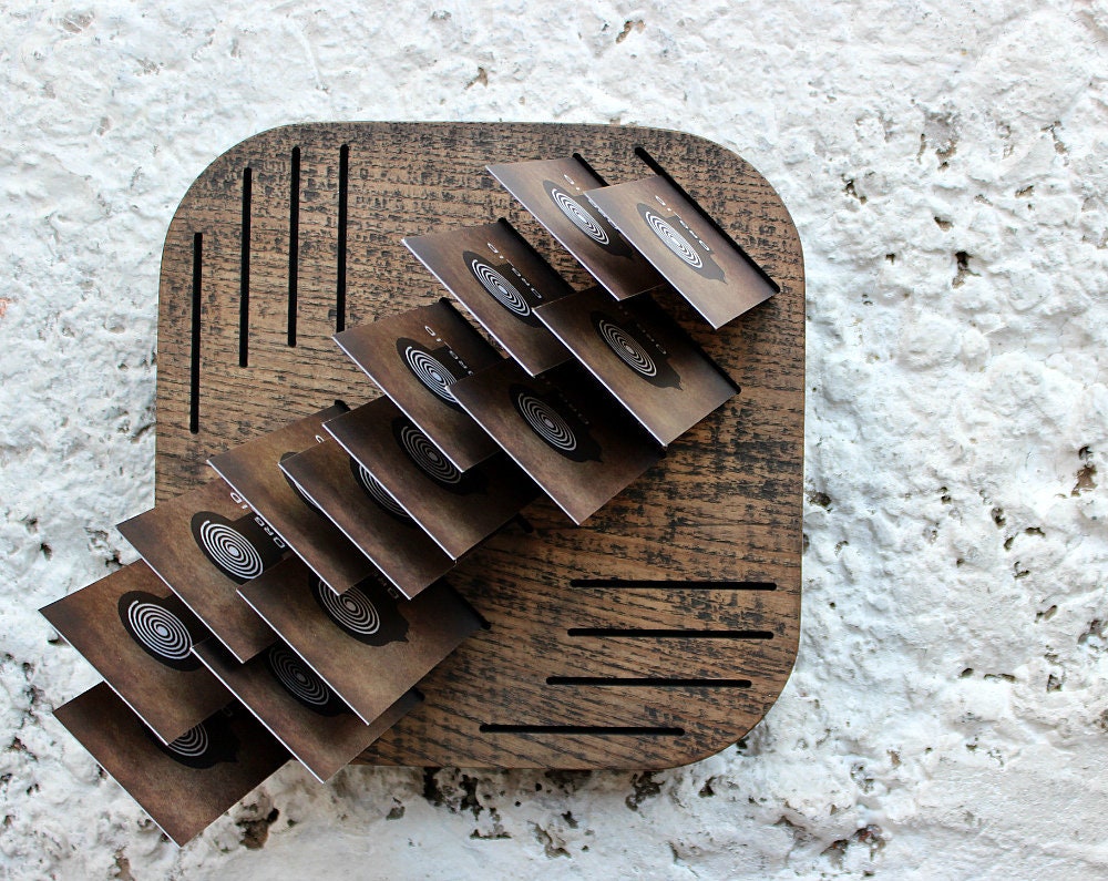 Vertical Card Holder Wooden Card Stand. Desk Organizer Etsy