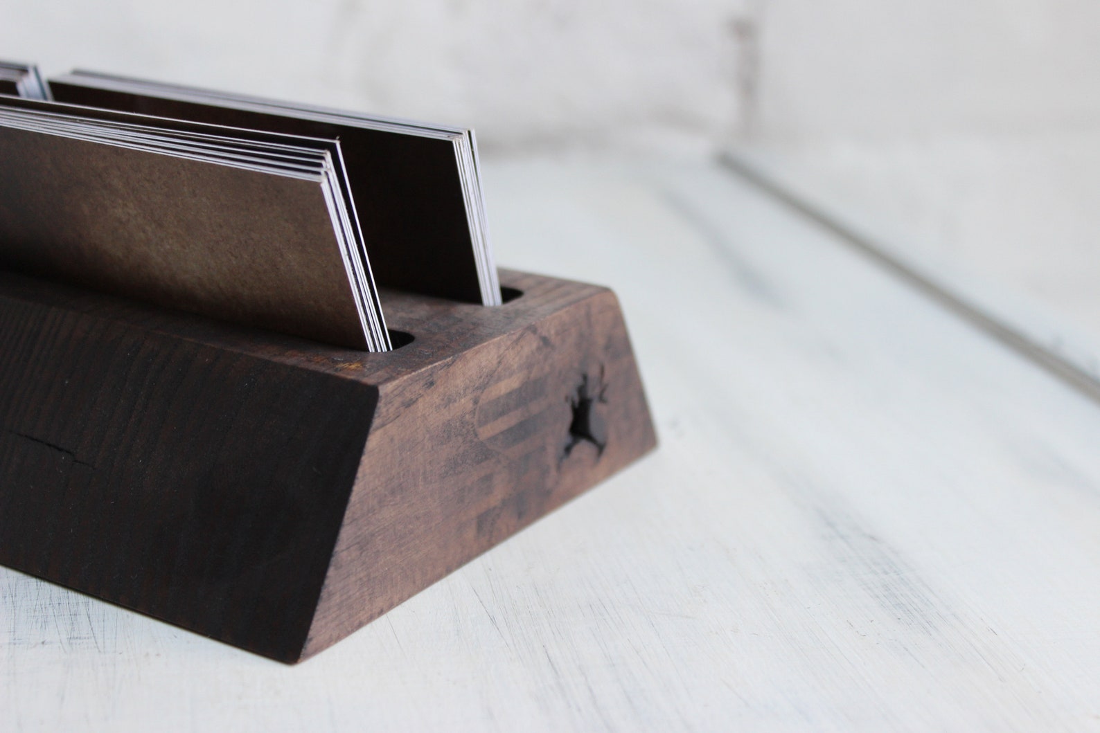 Office card holder Business card stand wood photo stand Etsy
