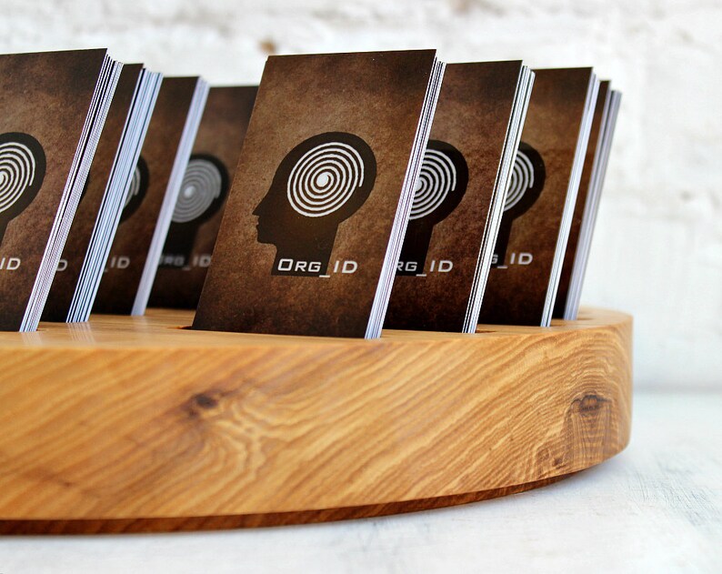 Vertical Card Holder Leaf Wood Card Stand. Multiple Business Etsy