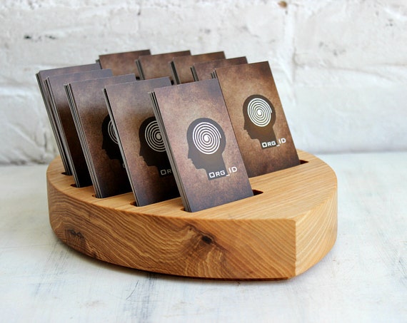 Vertical Card Holder Leaf Wood Card Stand Multiple Business Etsy