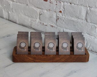 Office card holder – Wood Business card stand 14 inch. Card display, place card stand, photo stand, office card holder, multiple card holder