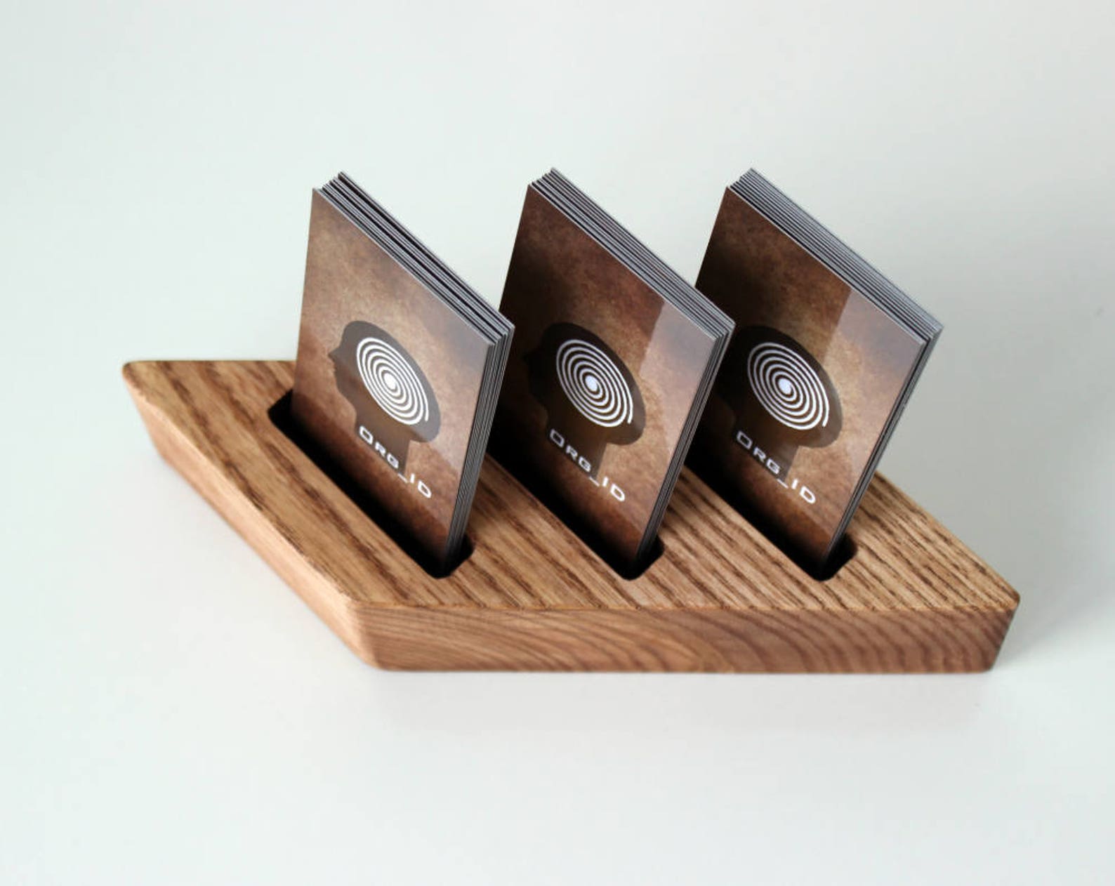 Vertical card holder Ash Wood Card Stand.Multiple business Etsy